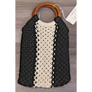 Laude The Label Purse The Gabby Macrame Crochet Handmade Bag Wooden Handles